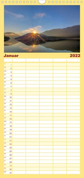 Produktbild: Familienplaner Licht &uuml;ber Alpenlandschaften (Wandkalender 2022 , 21 cm x 45 cm, hoch)