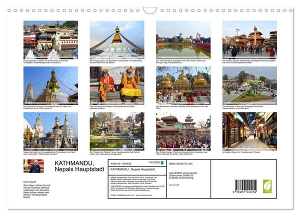 Produktbild: KATHMANDU, Nepals Hauptstadt (Wandkalender 2026 DIN A3 quer), CALVENDO Monatskalender