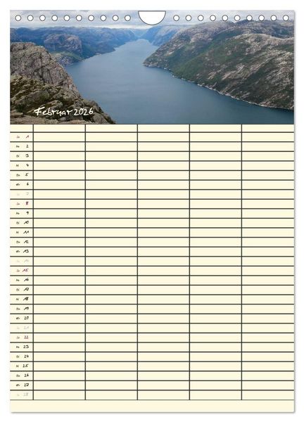 Produktbild: Familienplaner Norwegen (Wandkalender 2026 DIN A4 hoch), CALVENDO Monatskalender