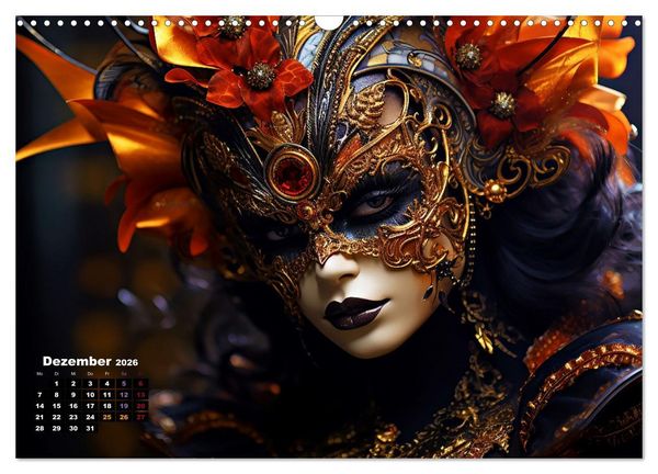Produktbild: MASKEN - poetisch und vertr&auml;umt (Wandkalender 2026 DIN A3 quer), CALVENDO Monatskalender