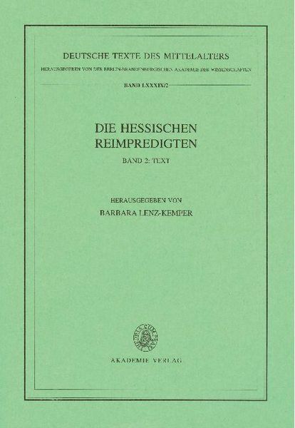 Produktbild: Die Hessischen Reimpredigten