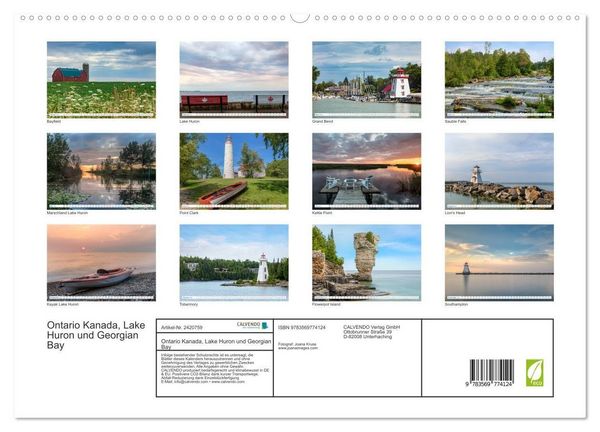 Produktbild: Ontario Kanada, Lake Huron und Georgian Bay (hochwertiger Premium Wandkalender 2027 DIN A2 quer), Kunstdruck in Hochglanz