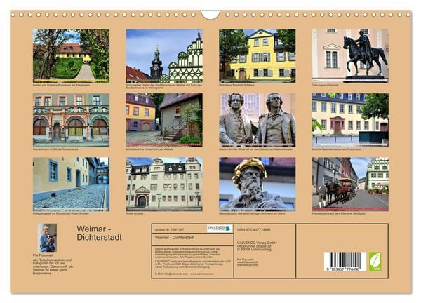 Produktbild: Weimar - Dichterstadt (Wandkalender 2026 DIN A3 quer), CALVENDO Monatskalender