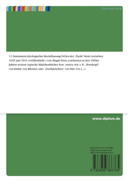 Produktbild: Das M&auml;dchenbuch als Instrument der Sozialisation im Dritten Reich: Die "Pucki"-Serie von Magda Trott