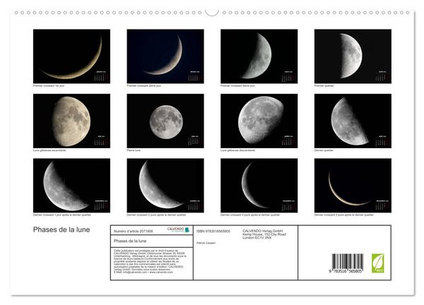 Produktbild: Phases de la lune (Calendrier mural 2026 DIN A2 vertical) calendrier de bureau