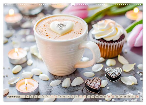 Produktbild: Cappuccino, Latte und mehr - Der gro&szlig;e Kaffeekalender (Wandkalender 2026 DIN A2 quer), CALVENDO Monatskalender
