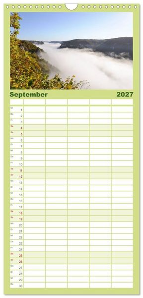 Produktbild: Familienplaner 2027 - Das Donautal - Wanderparadies auf der Schw&auml;bischen Alb mit 5 Spalten (Wandkalender, 21 x 45 cm) CALVENDO