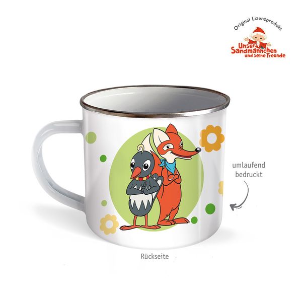 Produktbild: Tr&ouml;tsch Unser Sandm&auml;nnchen Emaille Becher Tasse Fuchs und Elster