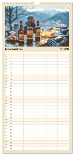 Produktbild: Familienplaner 2026 - Der Weingenie&szlig;er mit 5 Spalten (Wandkalender, 21 x 45 cm) CALVENDO