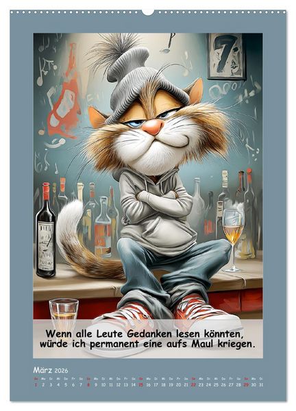 Produktbild: Kratzige Kerle. Trockener Katzenhumor vom Feinsten (Wandkalender 2026 DIN A2 hoch), CALVENDO Monatskalender