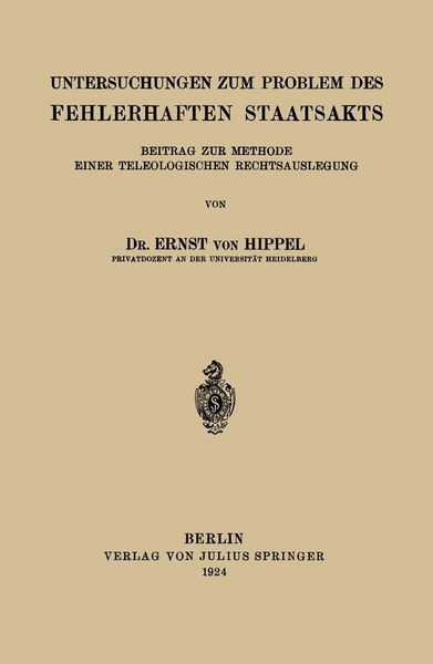 Produktbild: Untersuchungen zum Problem des Fehlerhaften Staatsakts