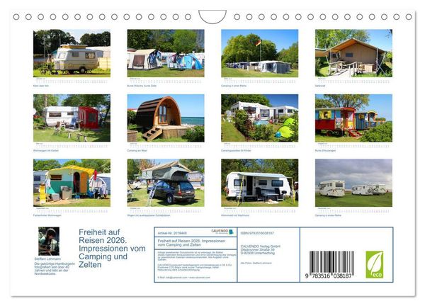 Produktbild: Freiheit auf Reisen 2026. Impressionen vom Camping und Zelten (Wandkalender 2026 DIN A4 quer), CALVENDO Monatskalender