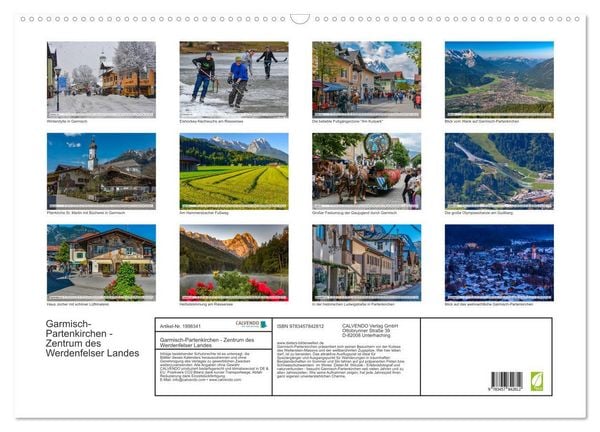 Produktbild: Garmisch-Partenkirchen - Zentrum des Werdenfelser Landes (Wandkalender 2026 DIN A2 quer), CALVENDO Monatskalender