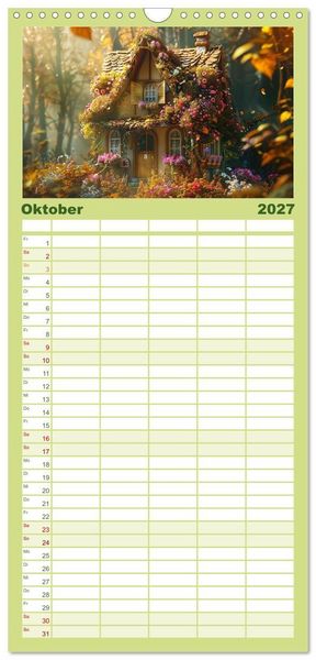 Produktbild: Familienplaner 2027 - Das kleine H&auml;uschen im Wald mit 5 Spalten (Wandkalender, 21 x 45 cm) CALVENDO