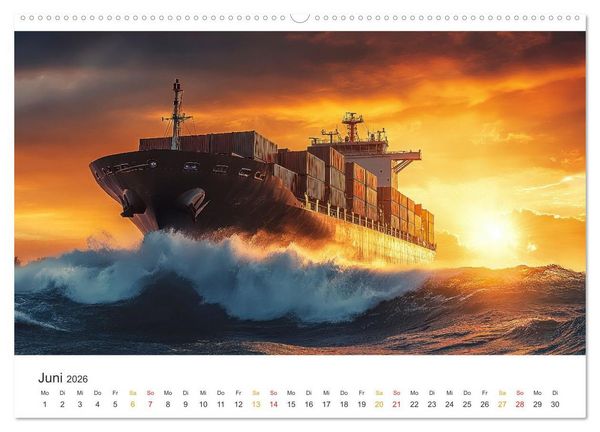 Produktbild: Containerschiffe - Giganten im Fokus (Wandkalender 2026 DIN A2 quer), CALVENDO Monatskalender