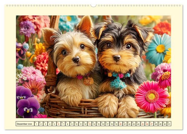 Produktbild: Yorkshire Terrier. Entz&uuml;ckende Minis mit Charme und Witz (hochwertiger Premium Wandkalender 2026 DIN A2 quer), Kunstdruck in Hochglanz