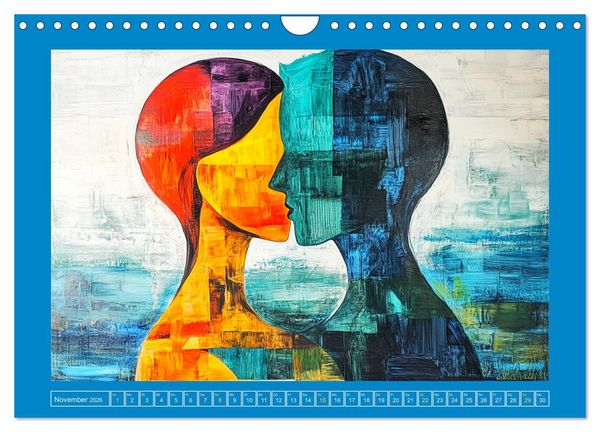 Produktbild: Liebe und Gl&uuml;ck. Abstrakte Kunst im &Ouml;lbilder-Stil (Wandkalender 2026 DIN A4 quer), CALVENDO Monatskalender