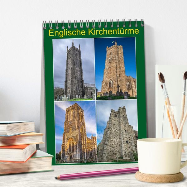 Produktbild: Englische Kirchent&uuml;rme (Tischkalender 2026 DIN A5 hoch), CALVENDO Monatskalender