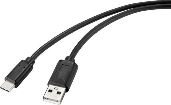 Produktbild: Renkforce USB-Kabel USB 2.0 USB-C&reg; Stecker, USB-A Stecker 2.00 m Schwarz mit antimikrobieller Oberfl&auml;che RF-4695144