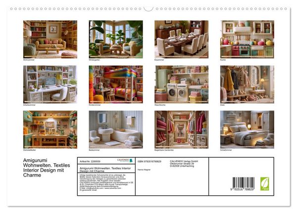 Produktbild: Amigurumi Wohnwelten. Textiles Interior Design mit Charme (hochwertiger Premium Wandkalender 2027 DIN A2 quer), Kunstdruck in Hochglanz