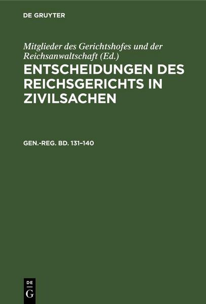 Produktbild: Generalregister zu Band 131 bis 140