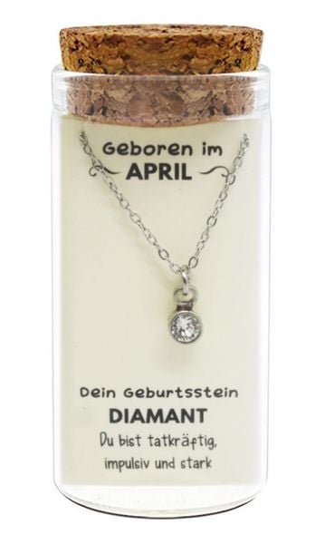 Produktbild: "April" Geburtsstein Kette im Gl&auml;schen