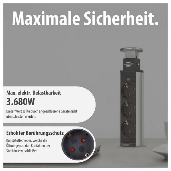 Produktbild: Brennenstuhl 1396200003 Steckdosenturm 3fach Silber, Schwarz Schutzkontakt 1 St.