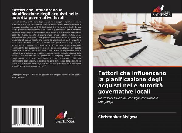 Produktbild: Fattori che influenzano la pianificazione degli acquisti nelle autorit&agrave; governative locali