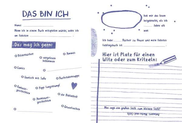 Produktbild: Das Buch-Buch - Steckbriefe f&uuml;r deine Lieblingsb&uuml;cher &ndash; witzige Foto-Challenges &ndash; alle m&ouml;glichen Sachen mit B&uuml;chern machen