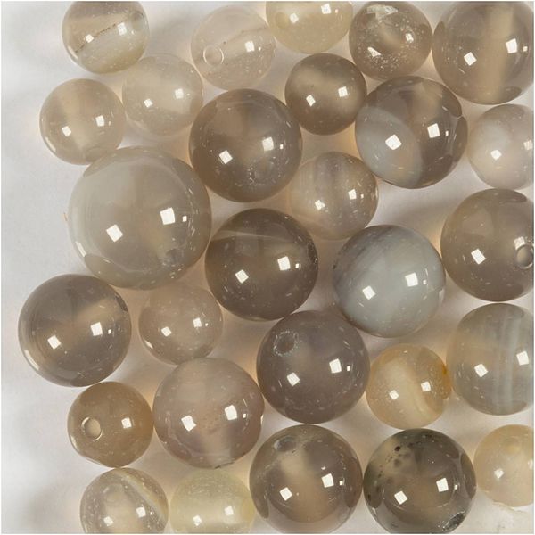 Produktbild: Creativ Company Achat Steinperlen, Gr&ouml;&szlig;e 1x10, 12x8, 15x6 mm, Lochgr&ouml;&szlig;e 0,9-1 mm, Transparent Grau, 28 Stk