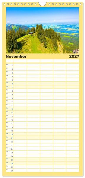 Produktbild: Familienplaner 2027 - Bayern - Idylle zwischen Allg&auml;u und Bayerischen Alpen mit 5 Spalten (Wandkalender, 21 x 45 cm) CALVENDO