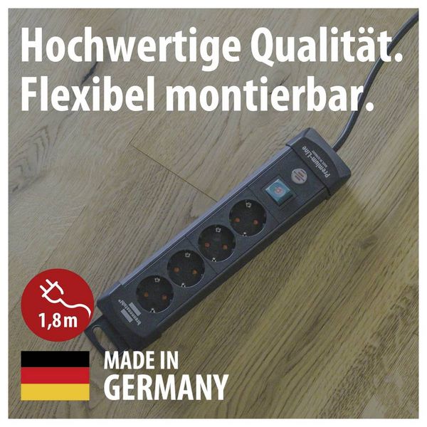 Produktbild: Brennenstuhl 1951140100 Steckdosenleiste mit Schalter 4fach Schwarz Schutzkontakt 1St.