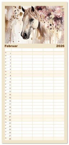 Produktbild: Familienplaner 2026 - Hufspuren im Bl&uuml;tenmeer mit 5 Spalten (Wandkalender, 21 x 45 cm) CALVENDO