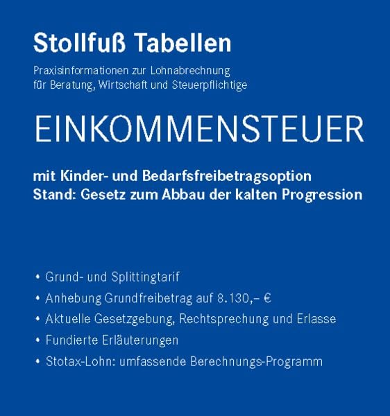 Tabelle, Einkommensteuer 2026, Taschenbuch von , Stollfuß Verlag, 978-3-08-338126-6