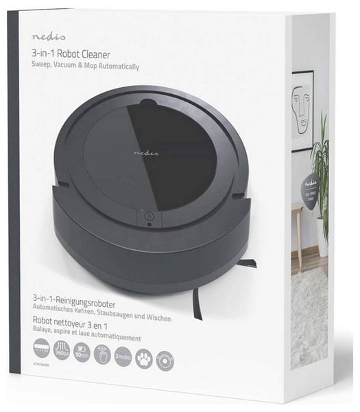 Produktbild: Nedis VCRO300BK Saugroboter Schwarz Beutellos