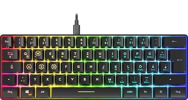 Produktbild: SPEEDLINK LETOS RGB 60% Gaming Keyboard, black - DE layout