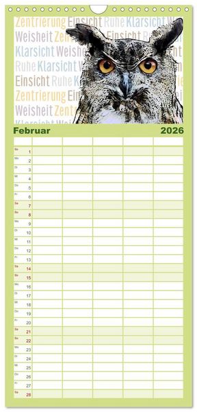 Produktbild: Familienplaner 2026 - Mein wildes Krafttier voller Achtsamkeit mit 5 Spalten (Wandkalender, 21 x 45 cm) CALVENDO