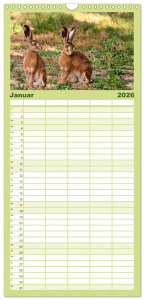 Produktbild: Familienplaner 2026 - Deutsches Jagdwild - Waidmannsheil mit 5 Spalten (Wandkalender, 21 x 45 cm) CALVENDO