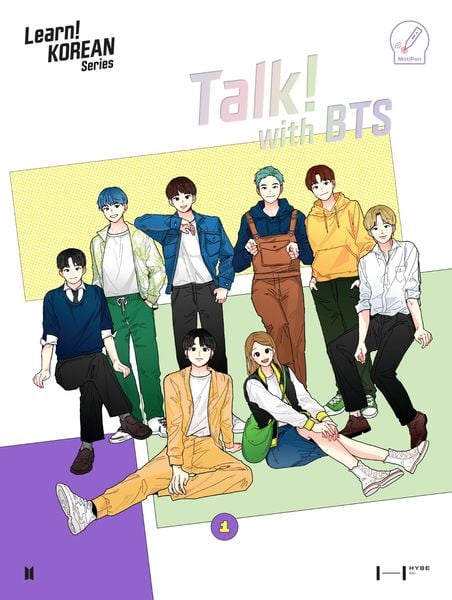 Produktbild: Talk! With BTS (Global edition) | 2-Book Set (without Motipen) | Korean Learning for Basic Learners | Korean Keyboard Stickers