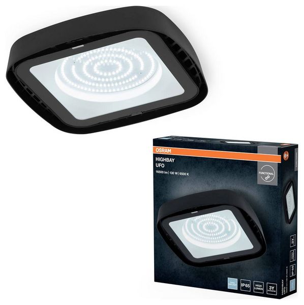 Produktbild: OSRAM HOMELIGHTING Highbay Ufo 130W 865 IP65 Black 4099854429330 LED-Hallenleuchte 130.00 W Schwarz