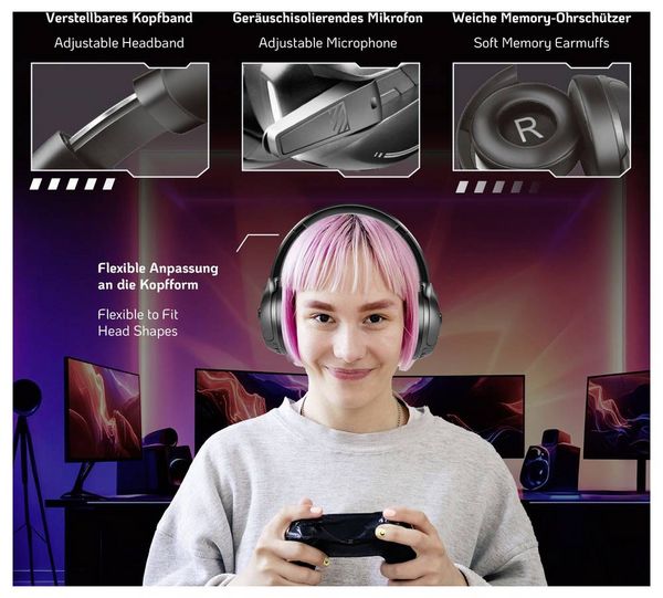 Produktbild: LogiLink BT0070 Over Ear Kopfh&ouml;rer Bluetooth&reg; Schwarz