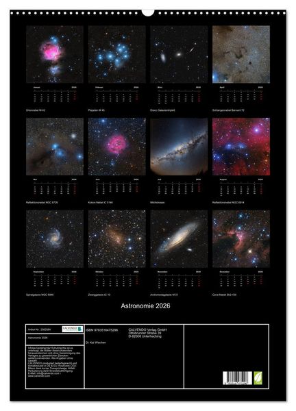 Produktbild: Astronomie 2026 (Wandkalender 2026 DIN A2 hoch), CALVENDO Monatskalender