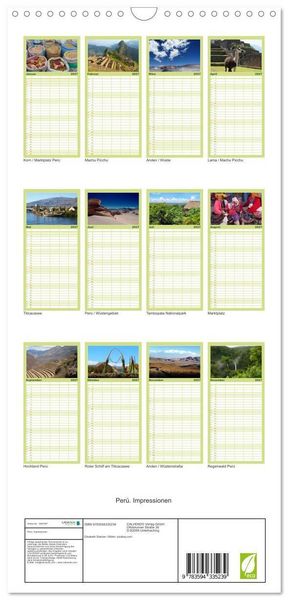 Produktbild: Familienplaner 2027 - Per&uacute;. Impressionen mit 5 Spalten (Wandkalender, 21 x 45 cm) CALVENDO