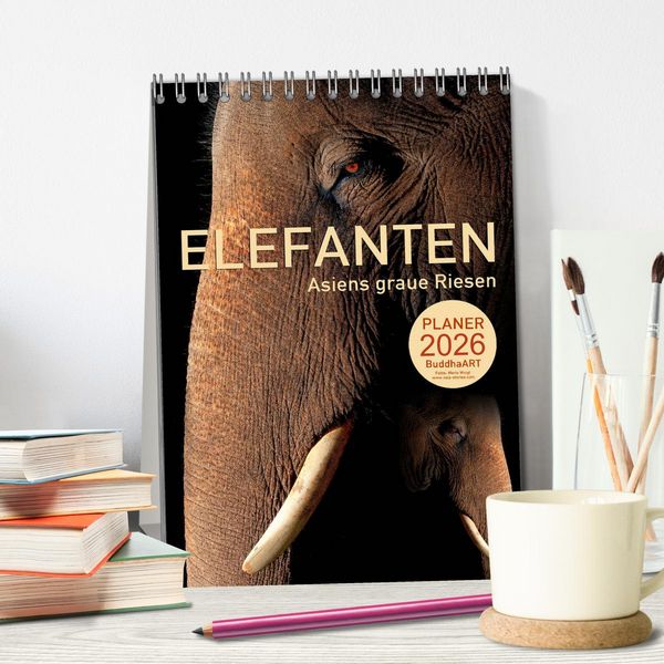 Produktbild: ELEFANTEN - Asiens graue Riesen (Tischkalender 2026 DIN A5 hoch), CALVENDO Monatskalender