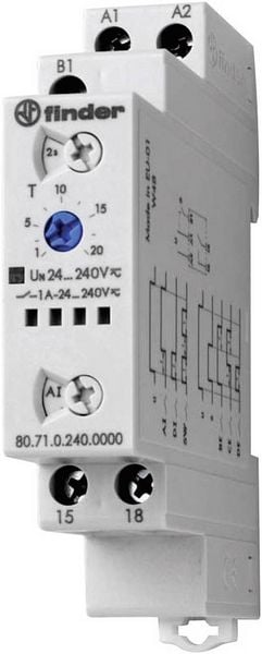 Produktbild: Finder 80.71.0.240.0000 80.71.0.240.0000 Zeitrelais Multifunktional 1 St. Zeitbereich: 0.1 s - 24 h 1 Schlie&szlig;er