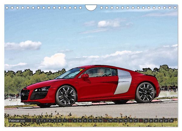 Produktbild: Sportwagen in knalligem Graffiti Style (Wandkalender 2026 DIN A4 quer), CALVENDO Monatskalender