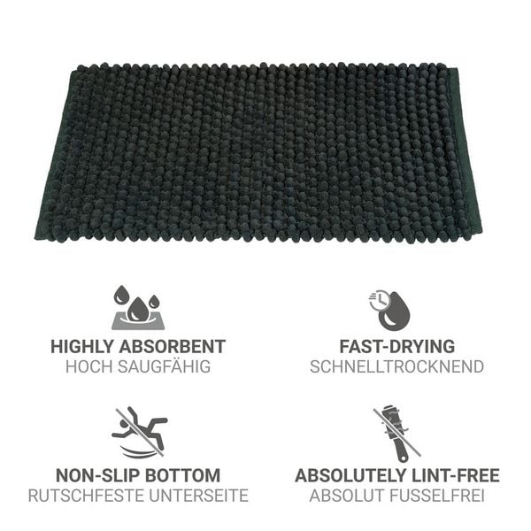 Produktbild: Badteppich Mod. Solivo, dunkelgrün, Polyester/Baumwolle, 50x80 cm, rutschhemmend und