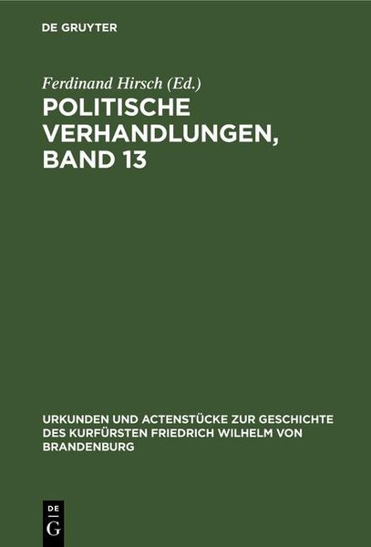 Produktbild: Politische Verhandlungen, Band 13