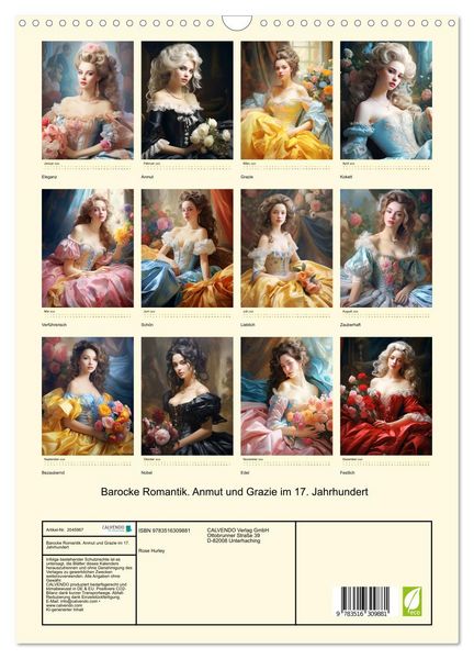 Produktbild: Barocke Romantik. Anmut und Grazie im 17. Jahrhundert (Wandkalender 2026 DIN A3 hoch), CALVENDO Monatskalender