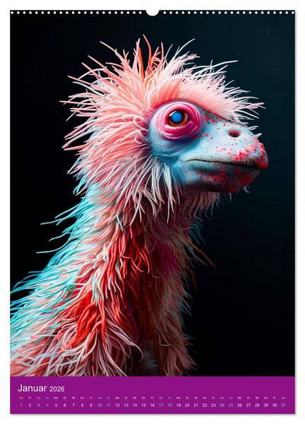 Produktbild: Neon-Evolution - Fluoreszierende Fantasietiere der KI-Welt (hochwertiger Premium Wandkalender 2026 DIN A2 hoch), Kunstdruck in Hochglanz
